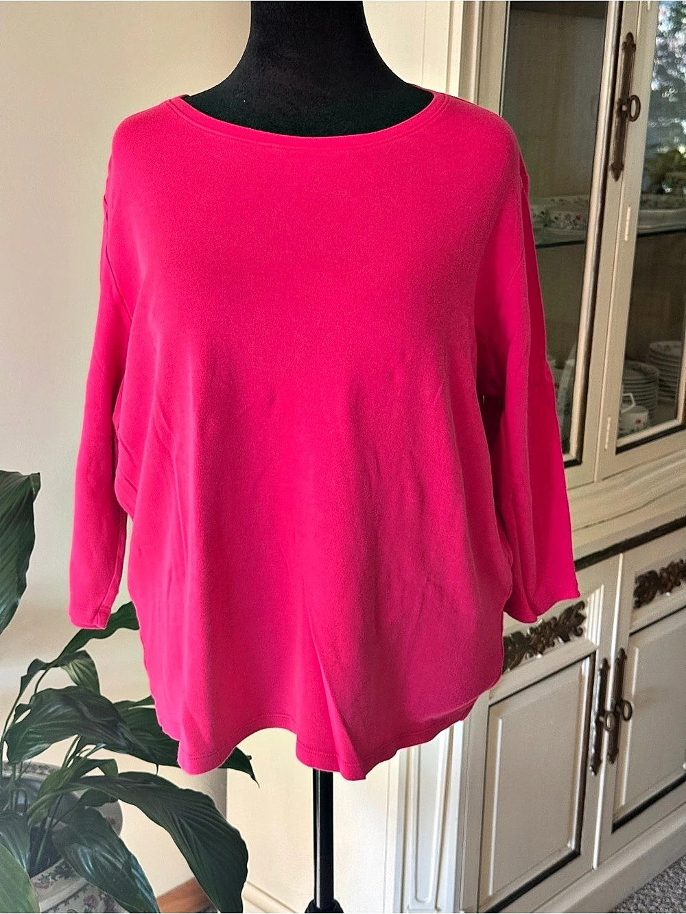 Kim Rogers Perfectly Soft Long Sleeve Cotton Top Pink Size 1X Like New